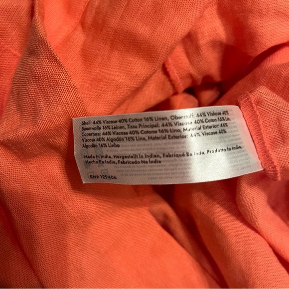 Venus Coral Linen Easy Shorts Pocket Elastisicized Waist Size L Lightweight - Picture 13 of 13